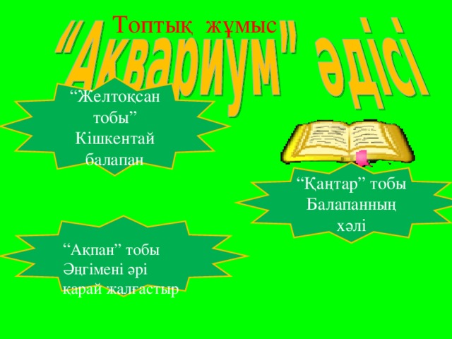 Топтық жұмыс     “ Желтоқсан тобы” Кішкентай балапан “ Қаңтар” тобы Балапанның хәлі “ Ақпан” тобы Әңгімені әрі қарай жалғастыр