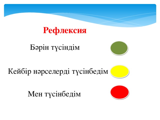 Рефлексия Бәрін түсіндім Кейбір нәрселерді түсінбедім Мен түсінбедім