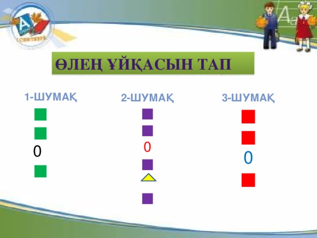 Өлең ұйқасын тап 1-шумақ  ■ ■  0 ■   2-шумақ 3-шумақ ■ ■ ■ ■ 0 0 ■ ■  ■