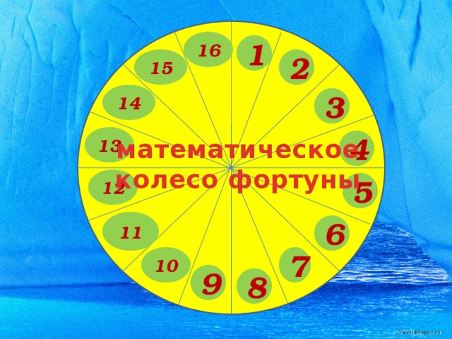 16 1 15 2 14 3 13 4 математическое колесо фортуны 12 5 11 6 7 10 9 8