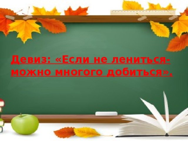 Девиз: «Если не лениться- можно многого добиться».