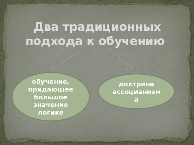 Два традиционных подхода к обучению обучение, придающее большое значение логике доктрина ассоцианизма