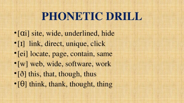PHONETIC DRILL