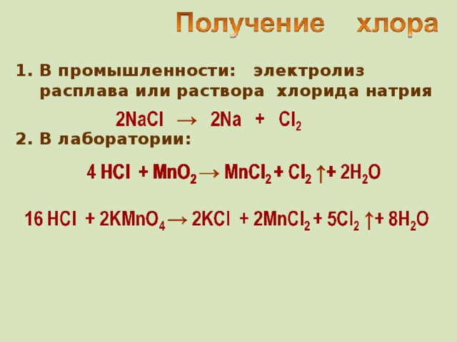 Получение хлора