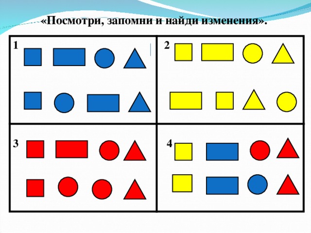 «Посмотри, запомни и найди изменения». 1 2  3 4