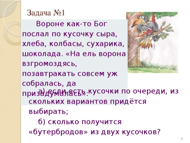 Вороне кусочек сыра. Вороне как-то Бог послал кусочек. На ель ворона взгромоздясь позавтракать совсем уж собралась. Вороне как-то Бог послал кусочек сыра. На ель ворона взгромоздясь, позавтракать ... Было собралась.