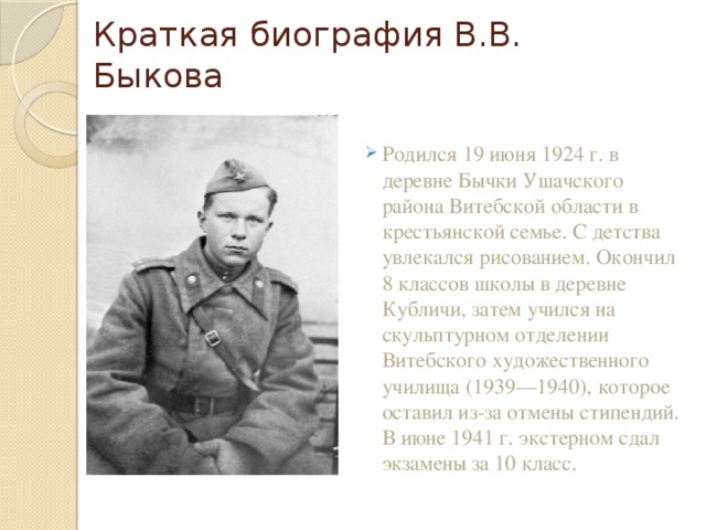 Краткая биография В.В. Быкова