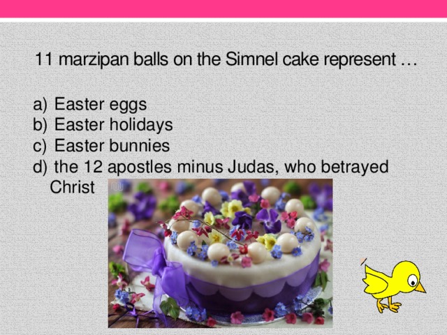 11 marzipan balls on the Simnel cake represent …