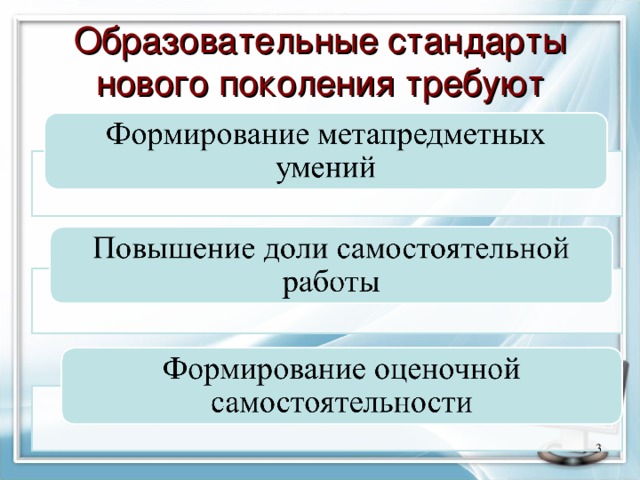 Образовательные стандарты нового поколения требуют