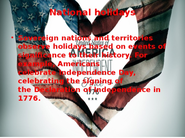 National holidays
