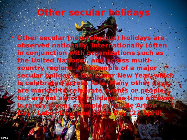 Other secular holidays
