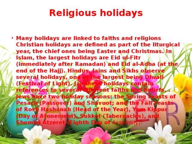 Religious holidays