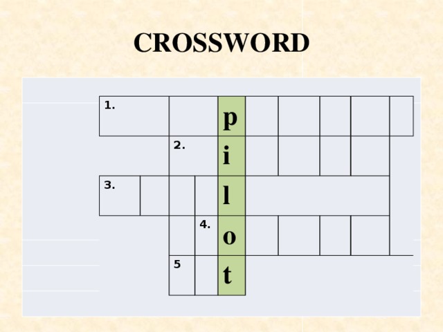 CROSSWORD 1. 3. 2. p i 4. l 5 o t