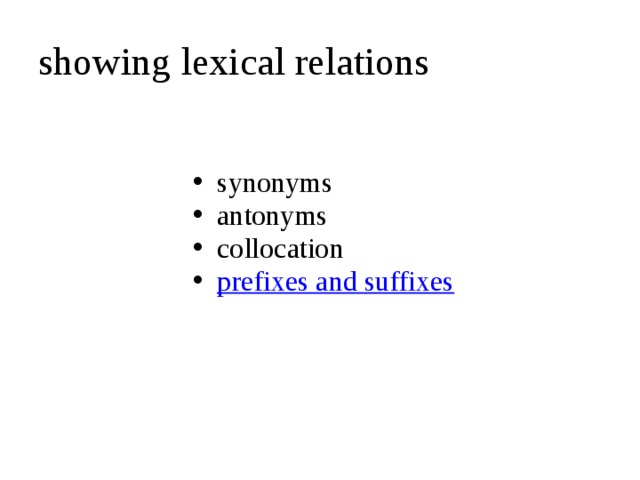 showing lexical relations
