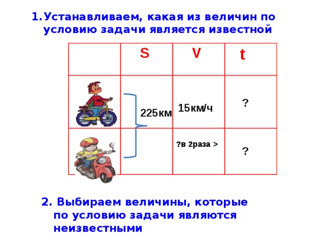 Устанавливаем, какая из величин по условию задачи является известной