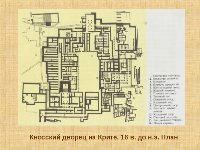 Кносский дворец на Крите. 16 в. до н.э. План