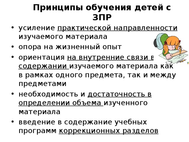 Принципы обучения детей с ЗПР