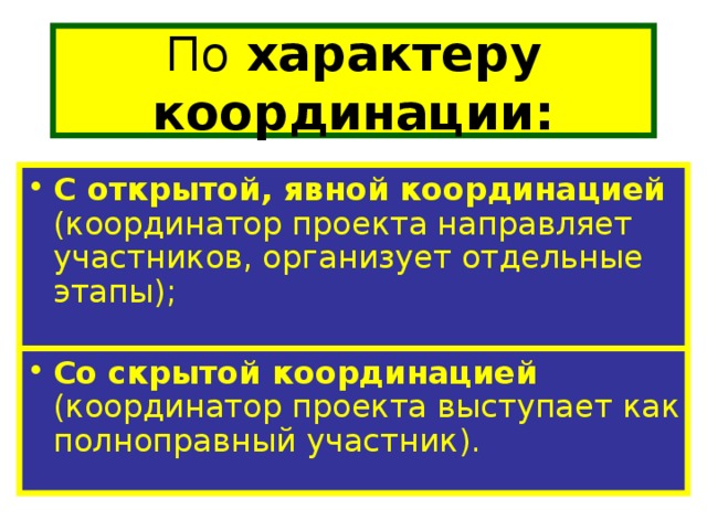 По характеру координации: