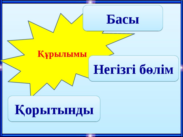 Құрылымы    Басы   Негізгі бөлім   Қорытынды