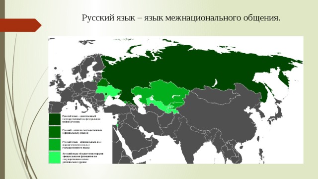 Русский язык – язык межнационального общения.