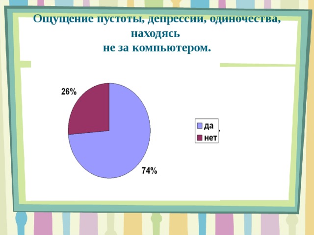 Ощущение пустоты, депрессии, одиночества, находясь  не за компьютером.   