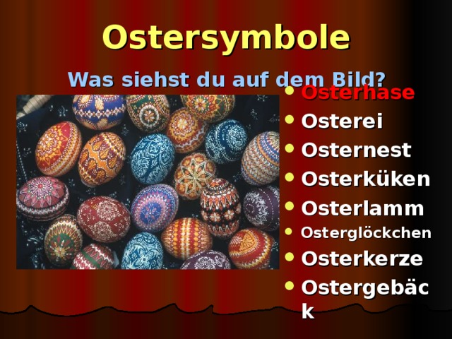 Ostersymbole   Was siehst du auf dem Bild?