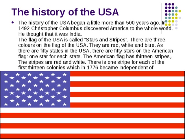 The history of the USA