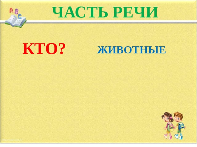 ЧАСТЬ РЕЧИ КТО? ЖИВОТНЫЕ