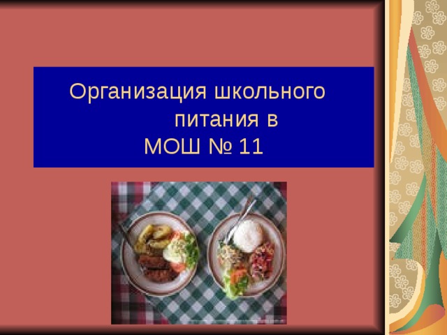 Организация школьного   питания в  МОШ № 11