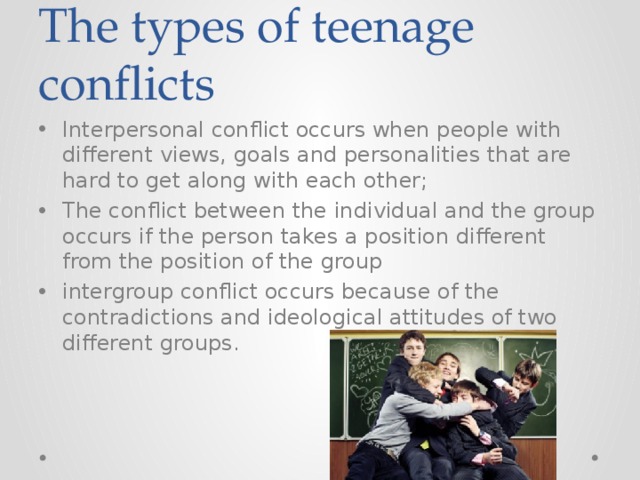 The types of teenage conflicts