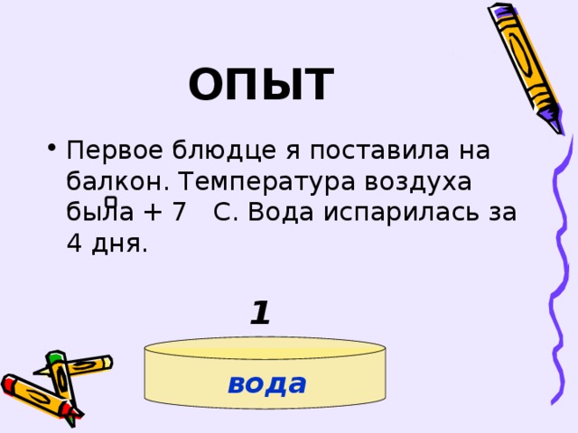 ОПЫТ 1 вода