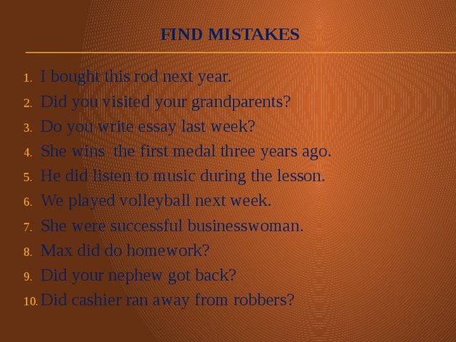 Find mistakes