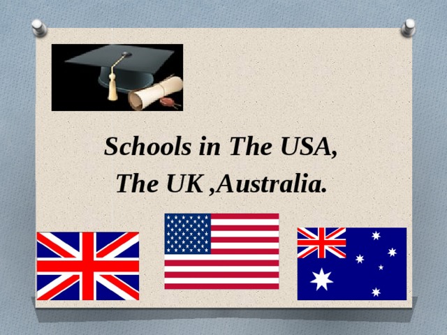 Schools in The USA, The UK ,Australia.  