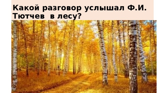 Какой разговор услышал Ф.И. Тютчев в лесу?