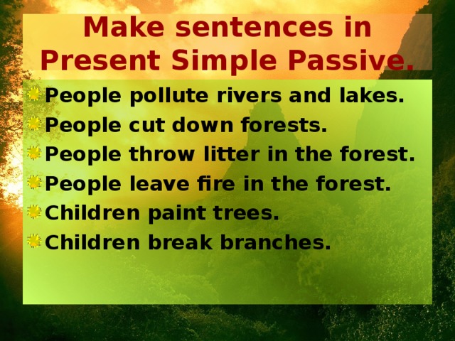 Make sentences in Present Simple Passive.