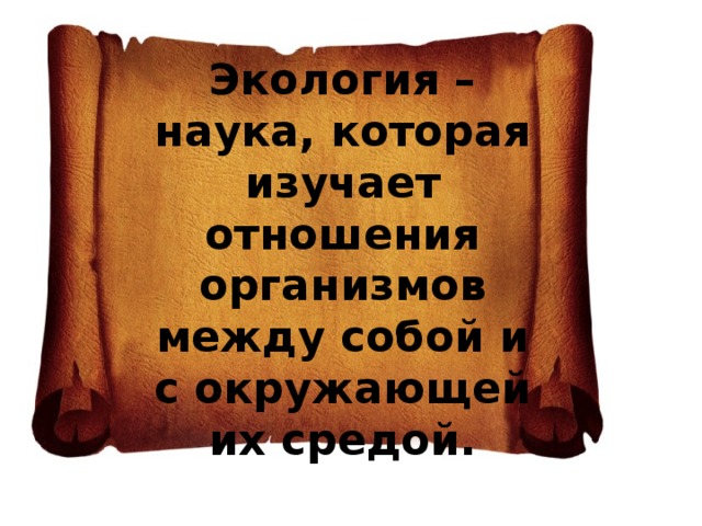 Экология – наука, которая изучает отношения организмов между собой и с окружающей их средой.