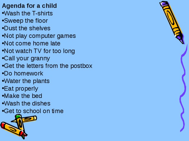 Agenda for a child