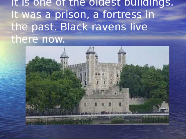 It is one of the oldest buildings. It was a prison, a fortress in the past. Black ravens live there now.