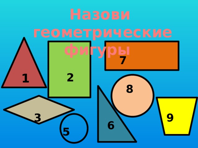 Назови  геометрические фигуры 7 1 2 8 9 3 6 5
