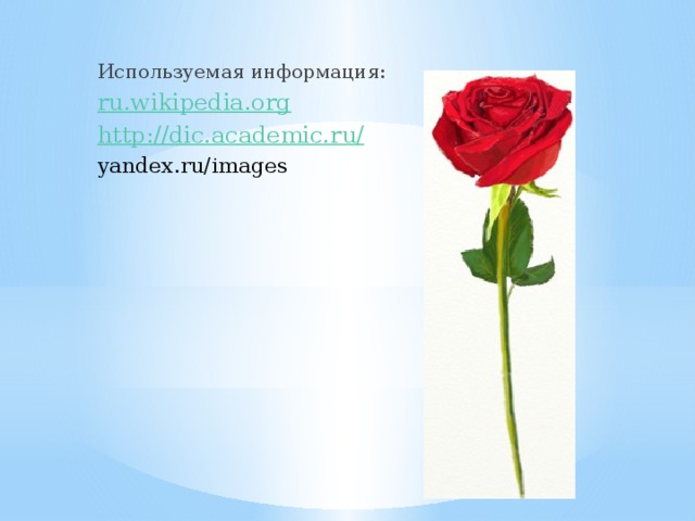 Используемая информация: ru.wikipedia.org http://dic.academic.ru/ yandex.ru/images