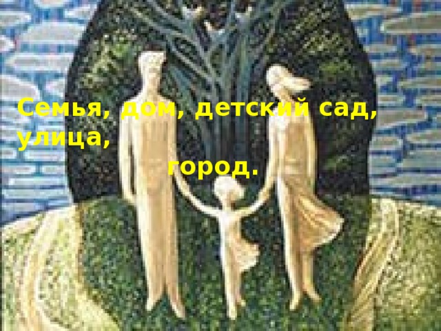 Семья, дом, детский сад, улица,   город.