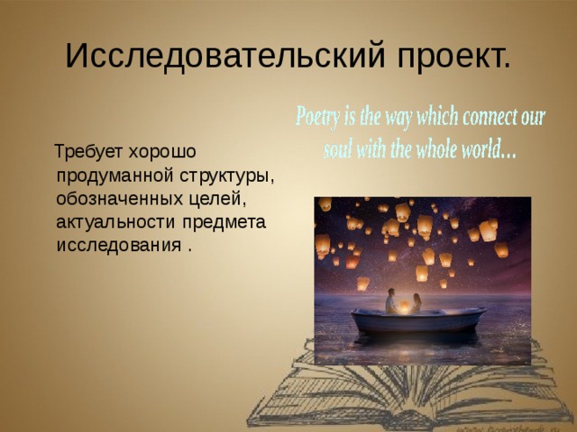 Исследовательский проект. Poetry is the way which connect our soul with the whole world…