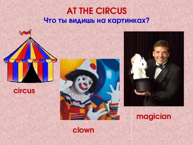 AT THE CIRCUS  Что ты видишь на картинках? circus magician clown