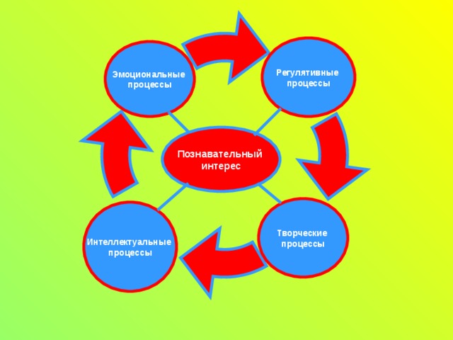Регулятивные процессы Эмоциональные процессы Познавательный интерес Творческие процессы Интеллектуальные процессы