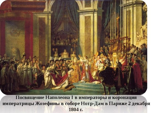 Посвящение Наполеона I в императоры и коронация императрицы Жозефины в соборе Нотр-Дам в Париже 2 декабря 1804 г.