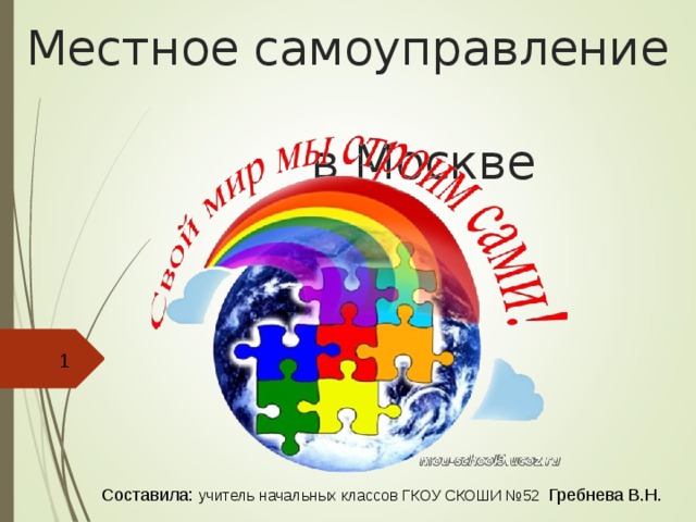 Местное самоуправление  в Москве  Составила: учитель начальных классов ГКОУ СКОШИ №52 Гребнева В.Н.