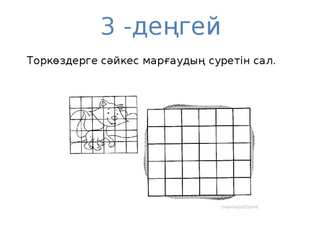 3 -деңгей Торкөздерге сәйкес марғаудың суретін сал.