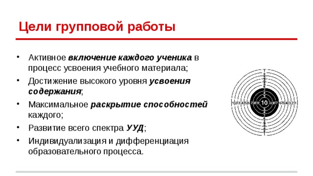 Цели групповой работы