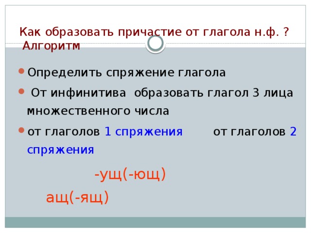 От каких глаголов нельзя образовать причастие