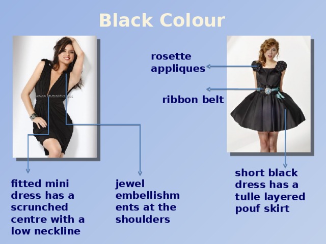 Black Colour rosette appliques ribbon belt short black dress has a tulle layered pouf skirt fitted mini dress has a scrunched centre with a low neckline jewel embellishments at the shoulders